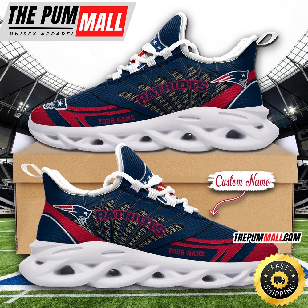 NFL New England Patriots Max Soul Shoes Custom Name Football Shoes Sports