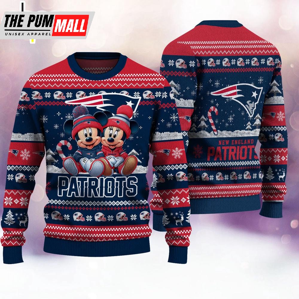 NFL New England Patriots Mickey And Minnie Cute Christmas Ugly Sweater