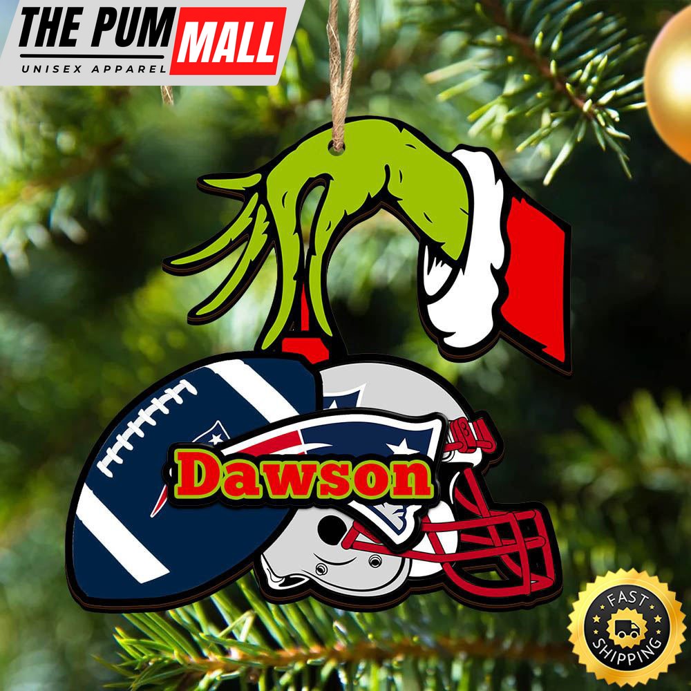 NFL New England Patriots Personalized Your Name Grinch And Football Ornament Limited Edition