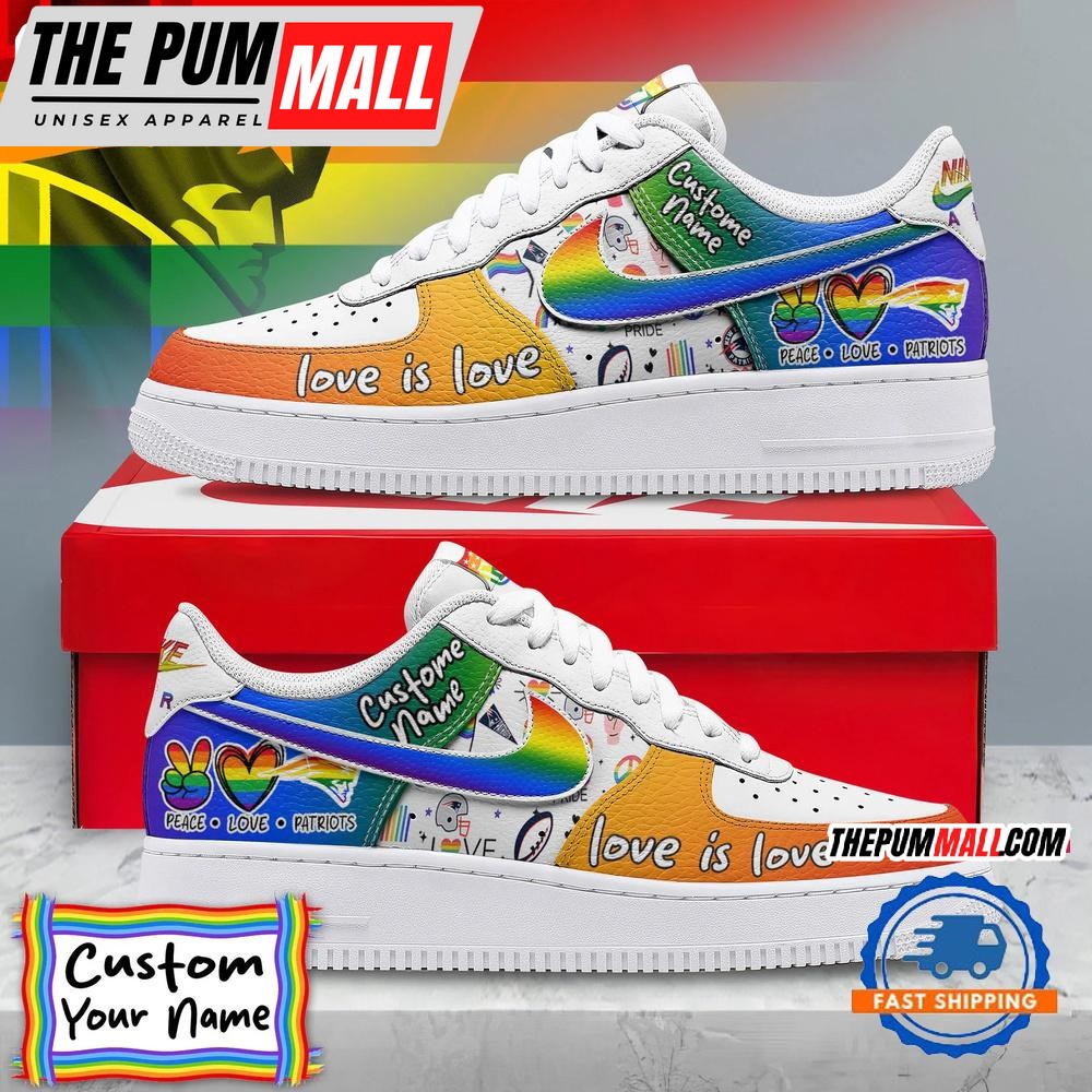 NFL New England Patriots Pride Peace Love Lions Custom Air Force 1 Shoes Sneaker