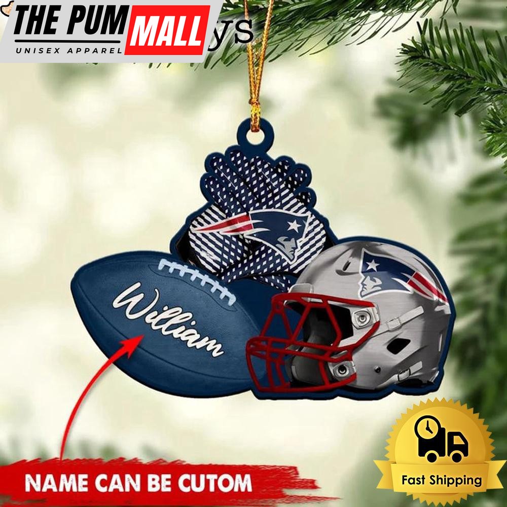 NFL New England Patriots Rugby And Helmet Custom Christmas Ornament Limited Edition