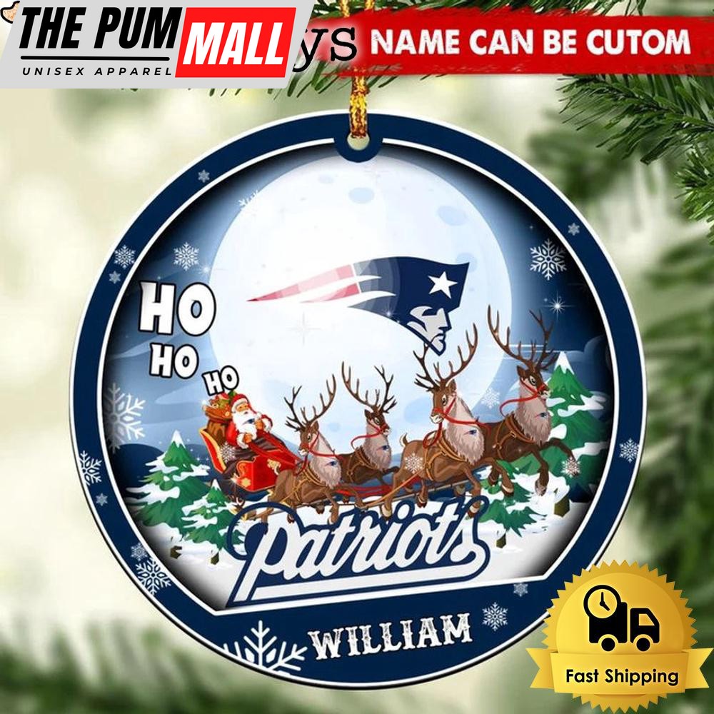 NFL New England Patriots Santa And Reindeers Logo Team Custom Christmas Ornament Limited Edition