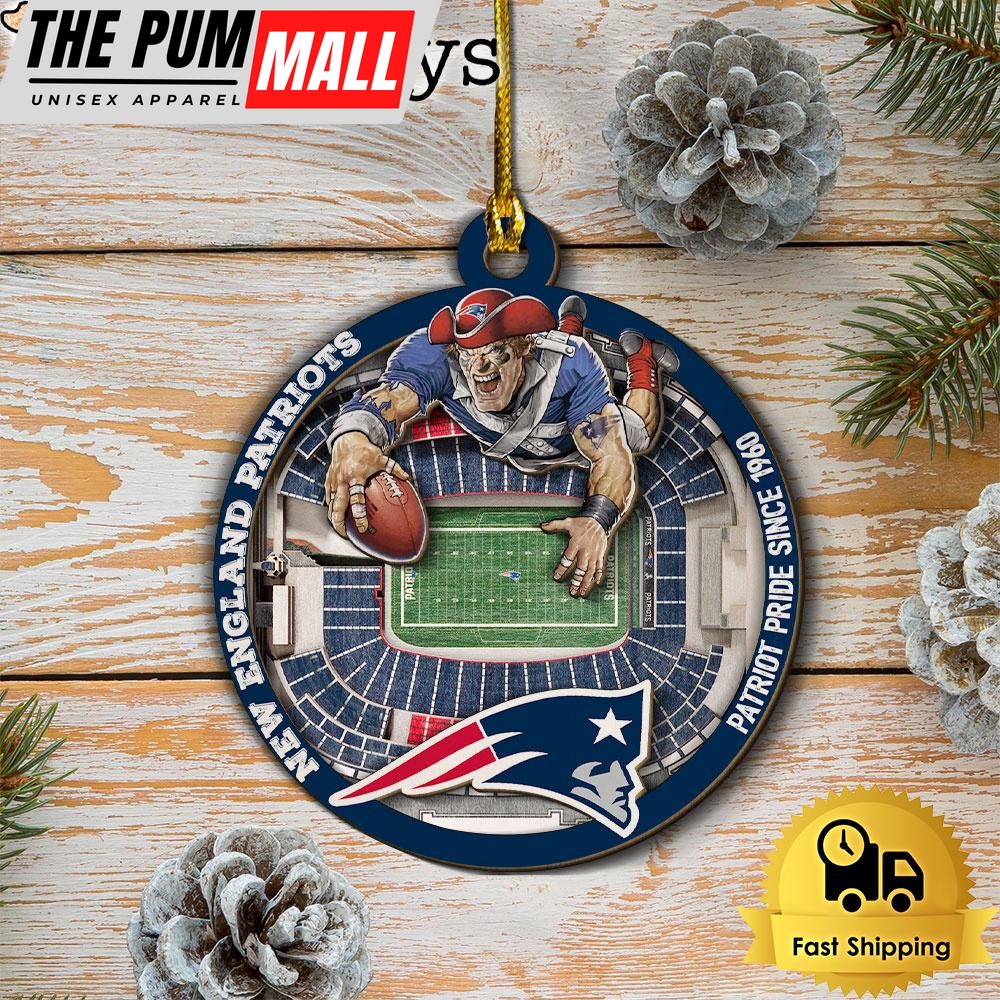 NFL New England Patriots StadiumView Layered Wood Christmas Ornament Limited Edition