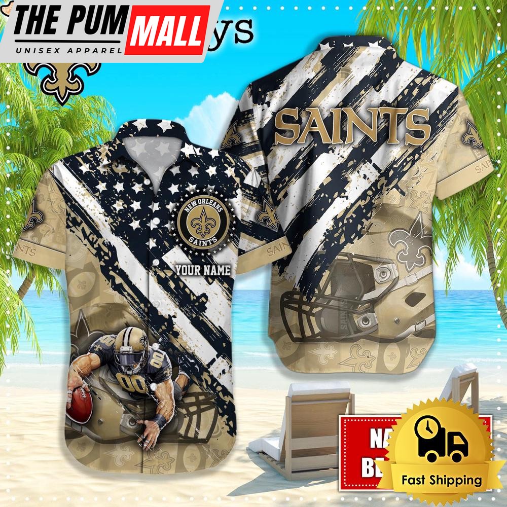 NFL New Orleans Saints American Flag Custom Hawaiian Shirts
