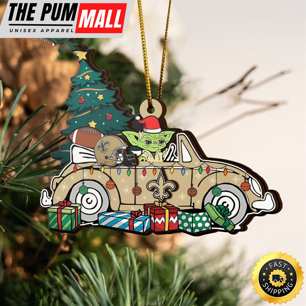 NFL New Orleans Saints And Baby Yoda Christmas Ornament Limited Edition