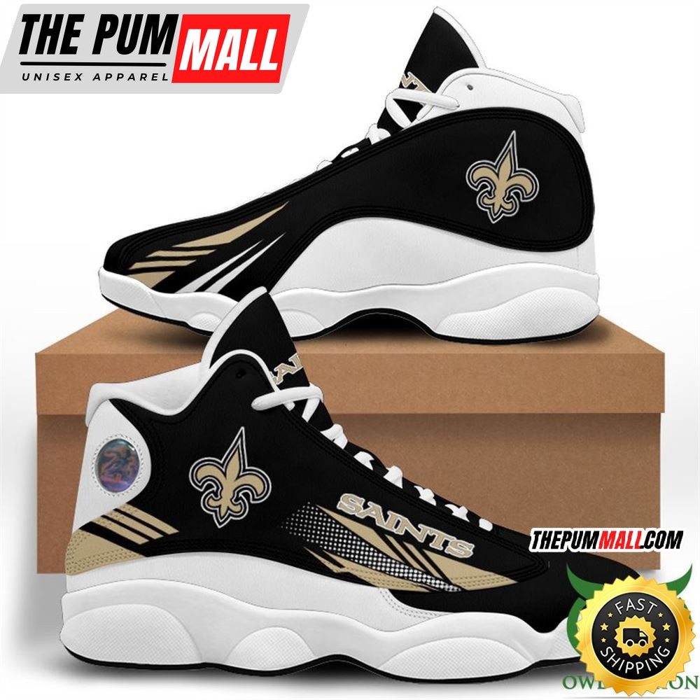 NFL New Orleans Saints Black Golden Stripes Air Jd 13 Shoes