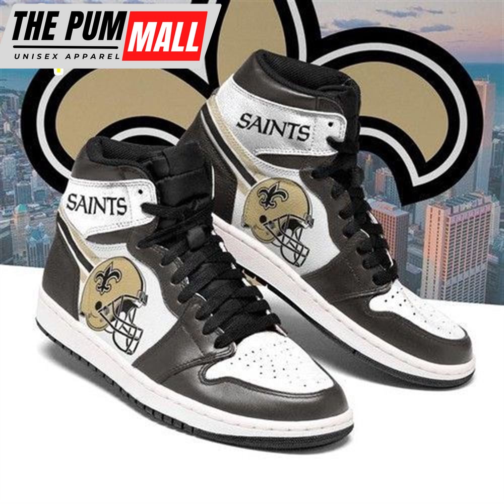 NFL New Orleans Saints Black White Helmet Air Jd 1 High Sneakers