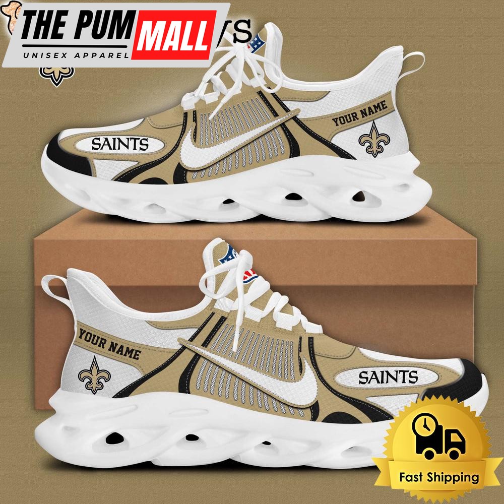 NFL New Orleans Saints Blue White Stripes Logo Custom Clunky Max Soul Shoes