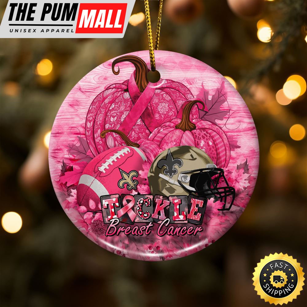 NFL New Orleans Saints Breast Cancer And Sport Team Ceramic Ornament Limited Edition