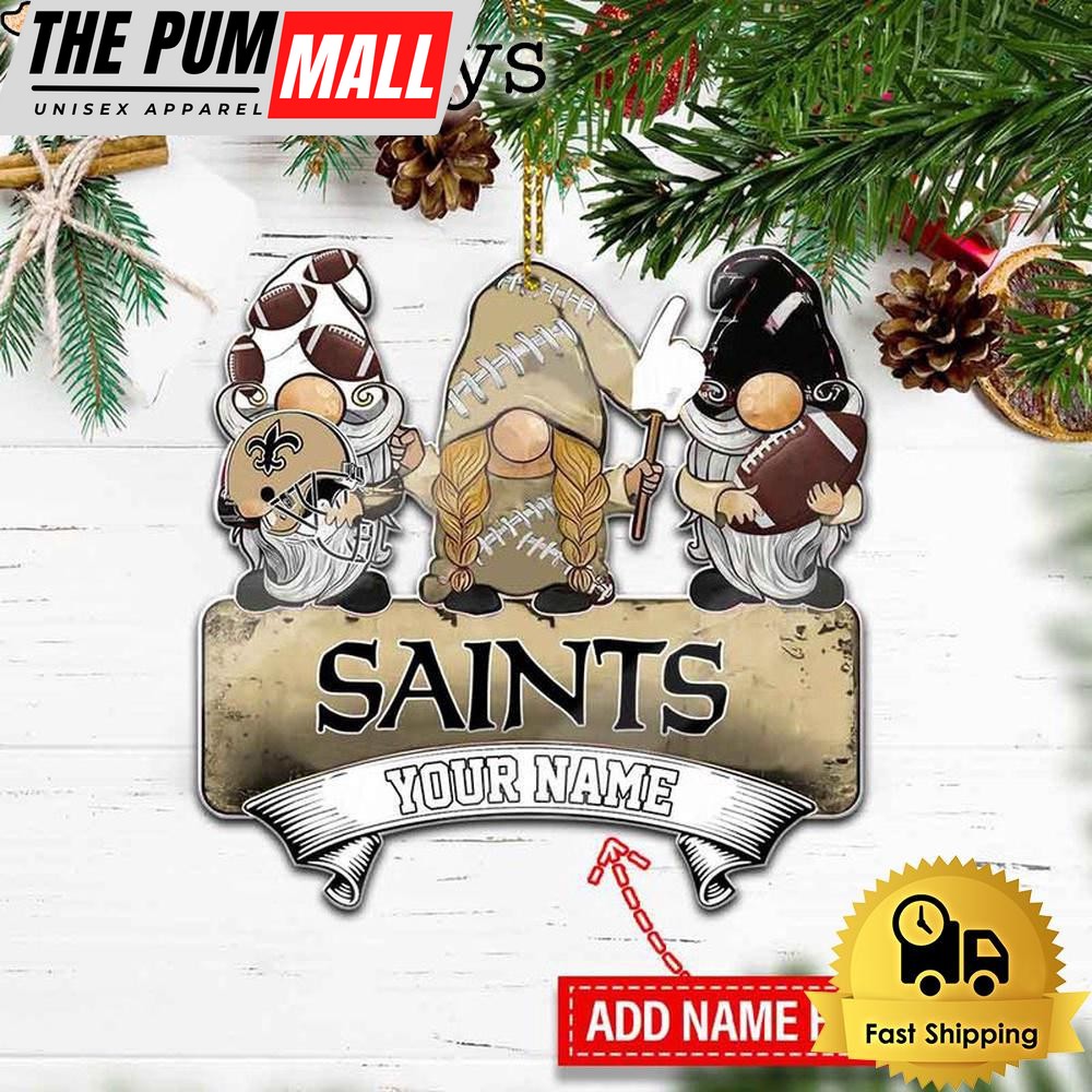 NFL New Orleans Saints Custom Gnome Christmas Ornament Limited Edition
