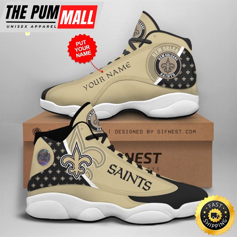 NFL New Orleans Saints Custom Name Air Jd 13 Shoes V1