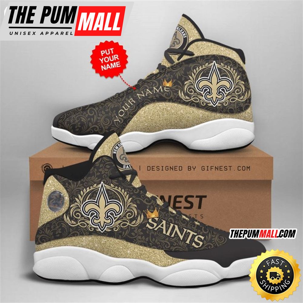 NFL New Orleans Saints Custom Name Limited Version Air Jd 13 Shoes V2