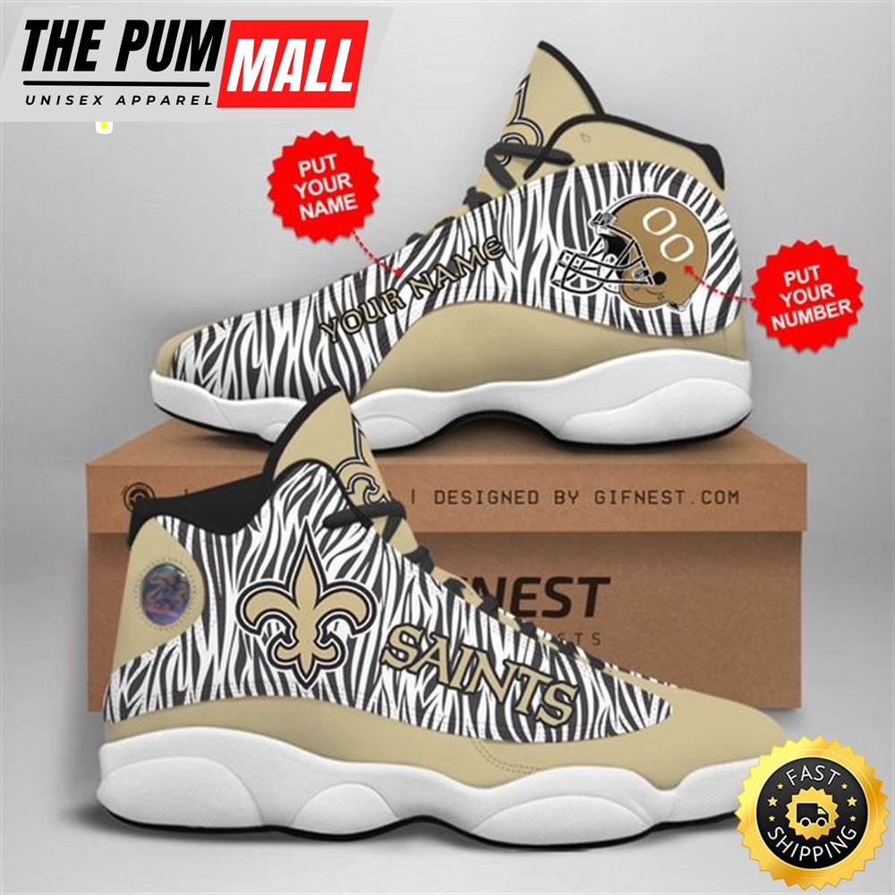 NFL New Orleans Saints Custom Name Number Air Jd 13 Shoes V2