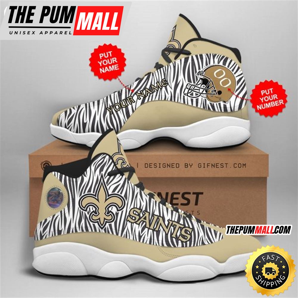 NFL New Orleans Saints Custom Name Number Air Jd 13 Shoes V2