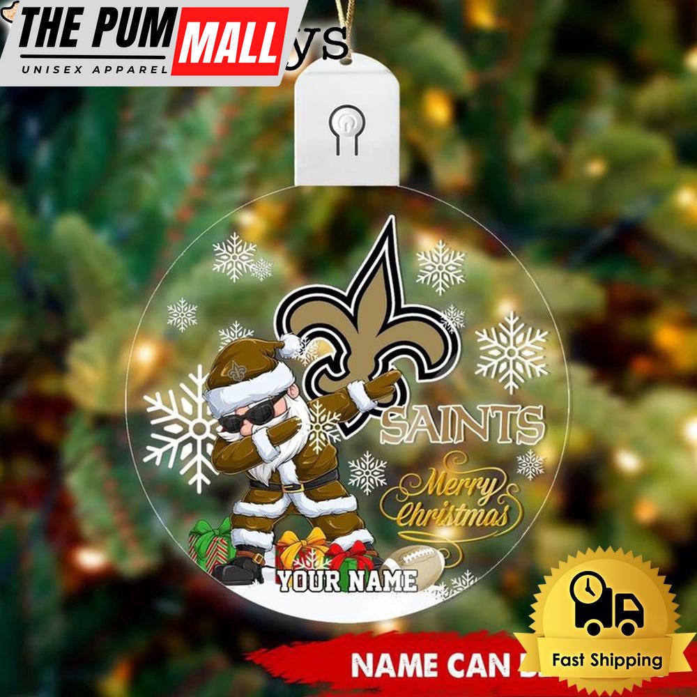 NFL New Orleans Saints Dabbing Santa Custom Circle Led Acrylic Ornament Limited Edition