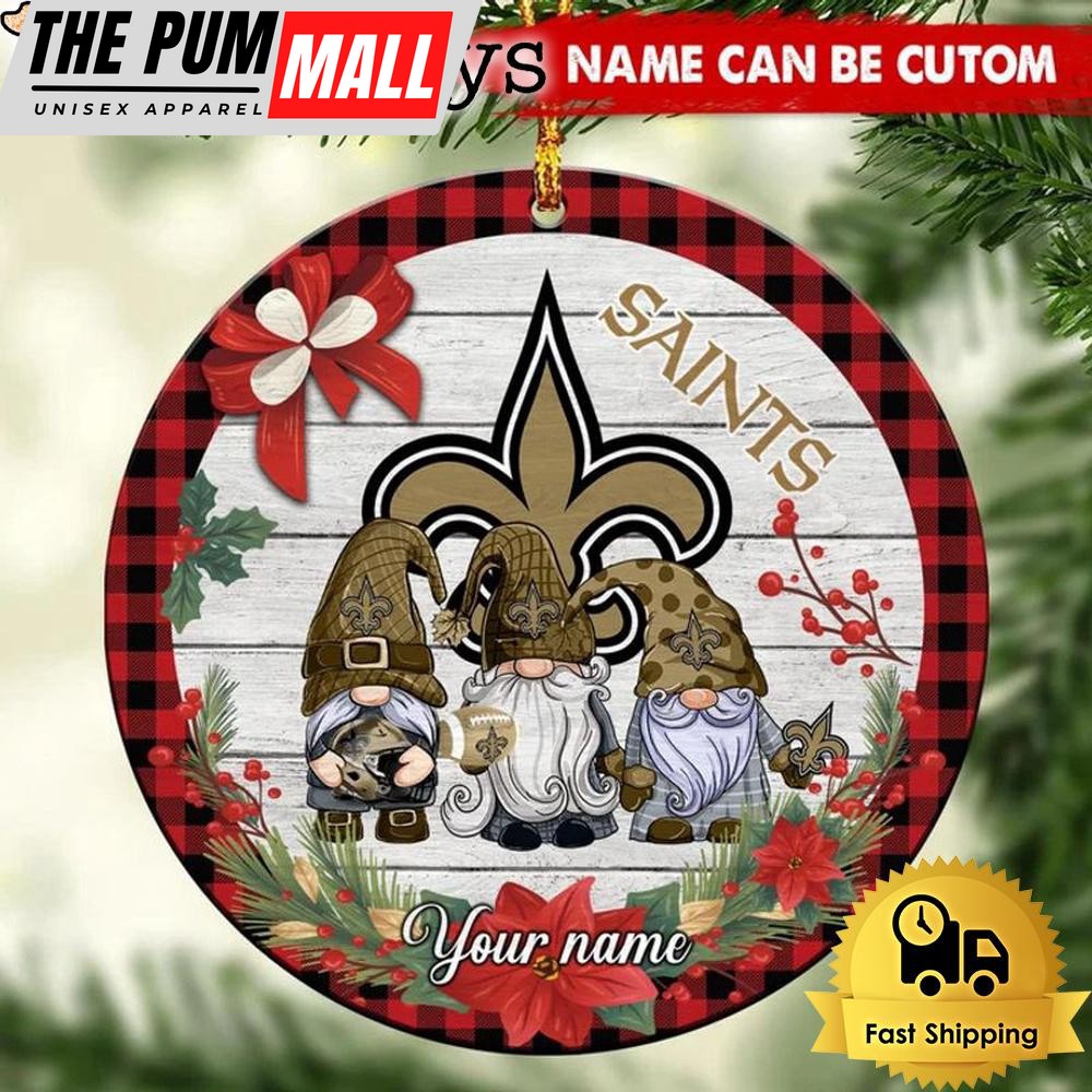 NFL New Orleans Saints Football 3 Gnome Custom Christmas Ornament Limited Edition