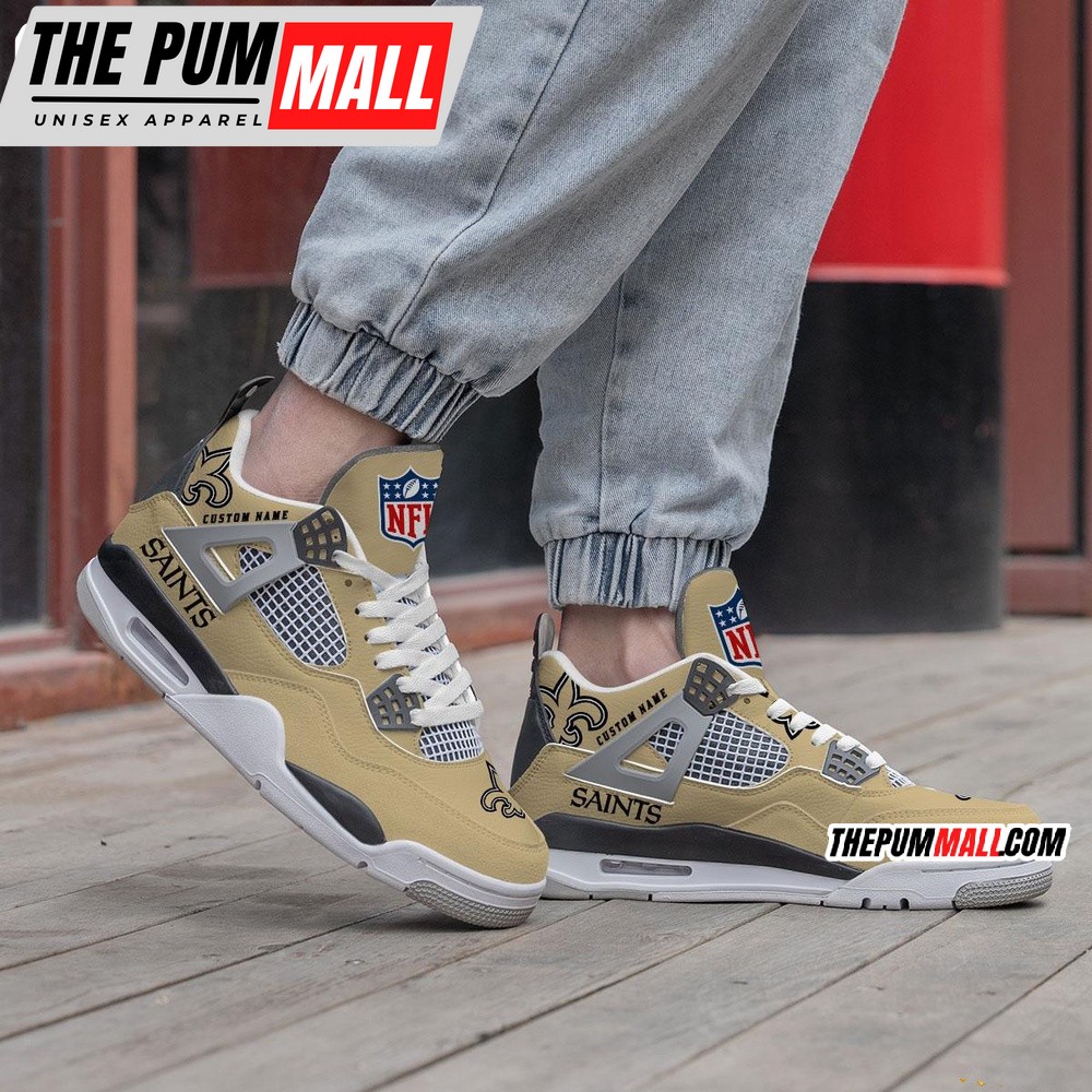 nfl-new-orleans-saints-football-team-air-jordan-4-shoes-sneaker-syp8s8mm NFL New Orleans Saints Football Team Air Jordan 4 Shoes Sneaker