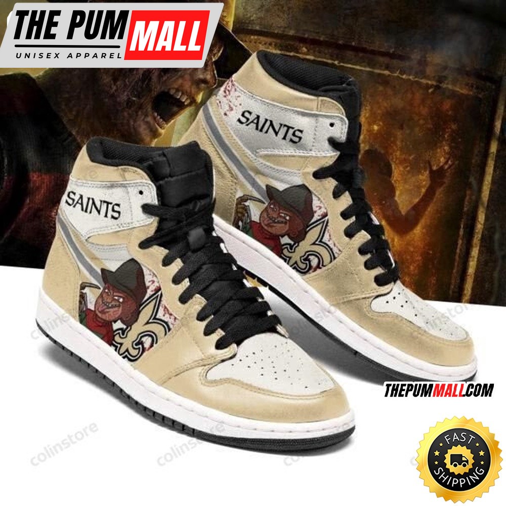 NFL New Orleans Saints Golden White Air Jd 1 High Sneakers For Fans