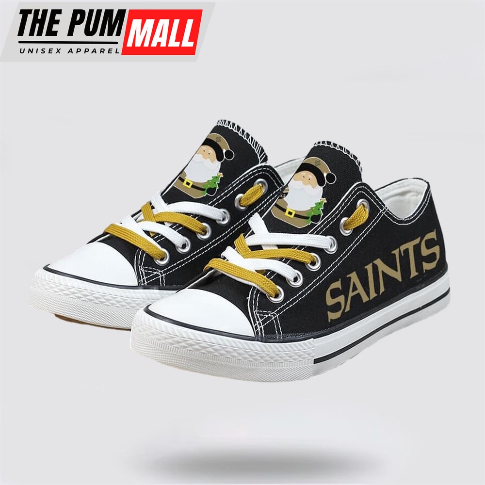 NFL New Orleans Saints Low Top Canvas Print Chrismas Design Shoes Sport Sneakers