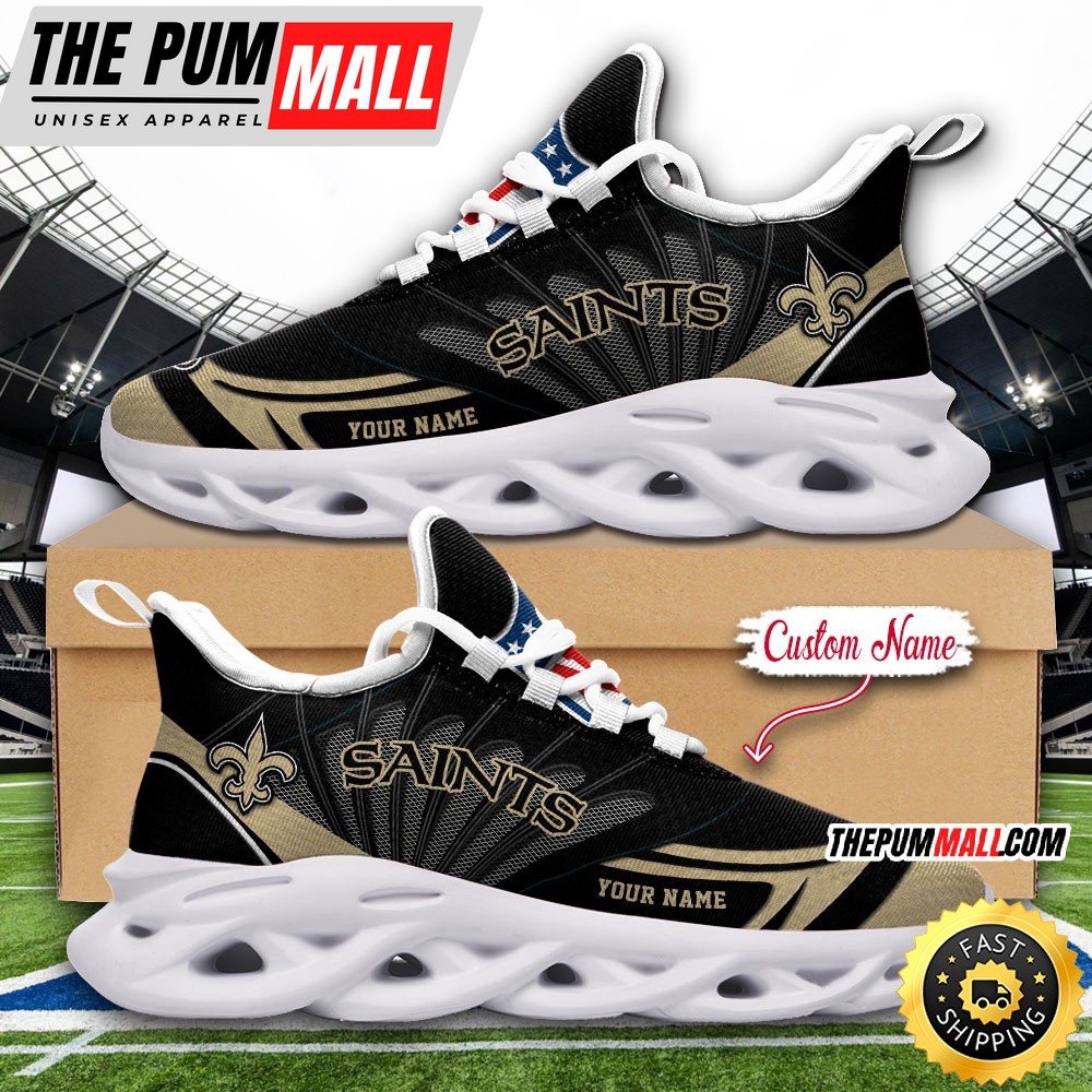 NFL New Orleans Saints Max Soul Shoes Custom Name Football Shoes Sports