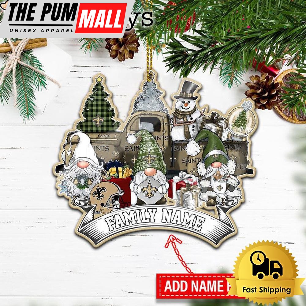 NFL New Orleans Saints Personalized Name Gnome Christmas Ornament Limited Edition