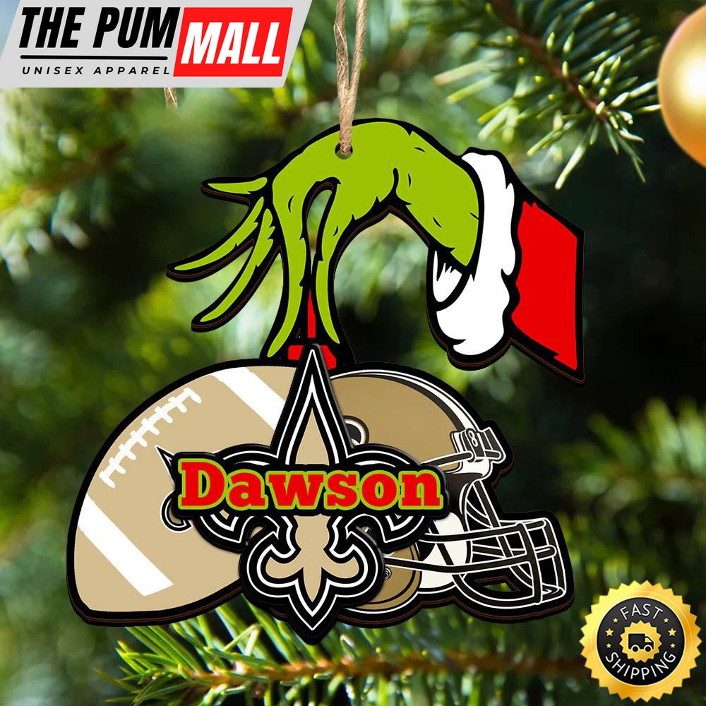 NFL New Orleans Saints Personalized Your Name Grinch And Football Ornament Limited Edition
