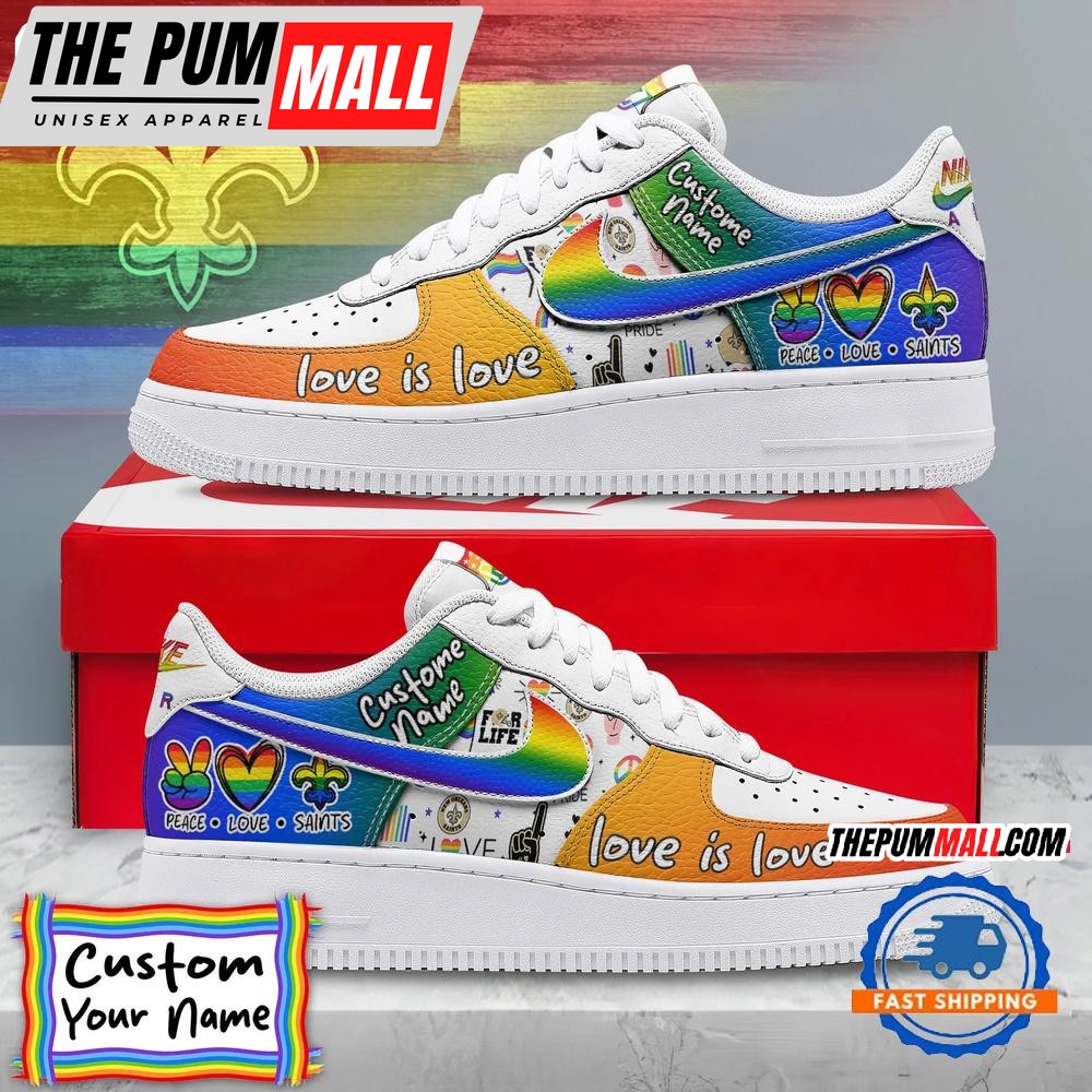 NFL New Orleans Saints Pride Peace Love Saints Custom Air Force 1 Shoes Sneaker