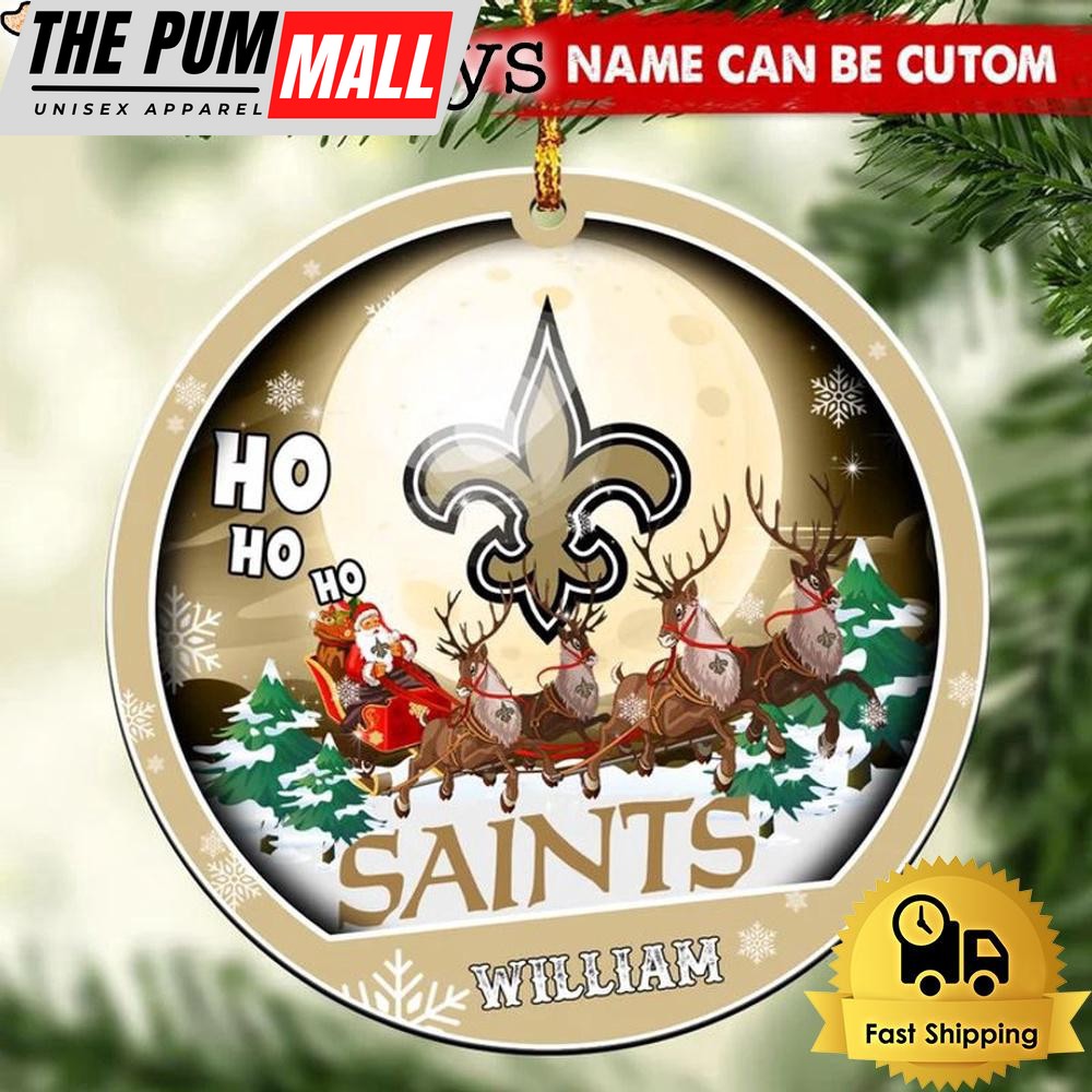 NFL New Orleans Saints Santa And Reindeers Logo Team Custom Christmas Ornament Limited Edition