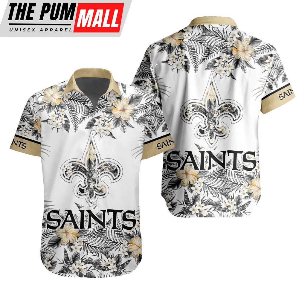 NFL New Orleans Saints Tropical Floral Hibiscus Hawaiian Shirt