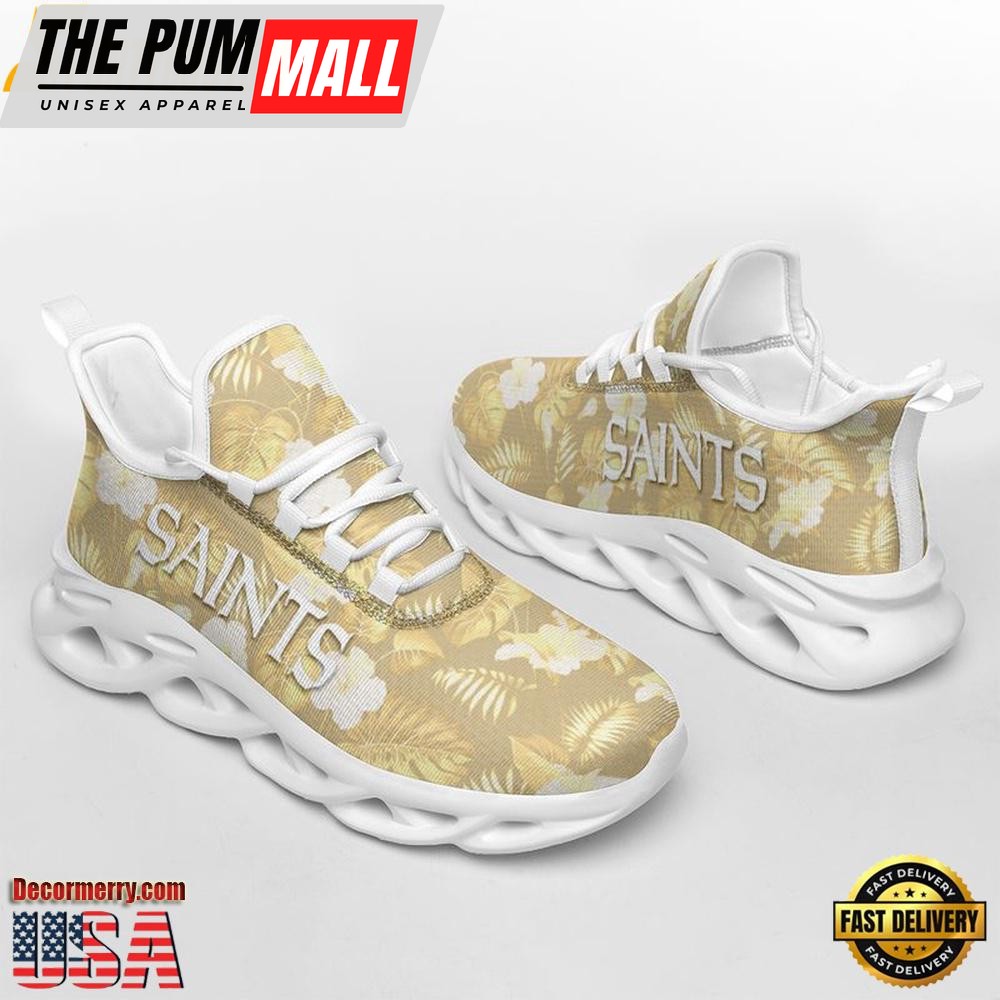 NFL New Orleans Saints Tropical Flowers Max Soul Shoes , Running Sneakers Shoes