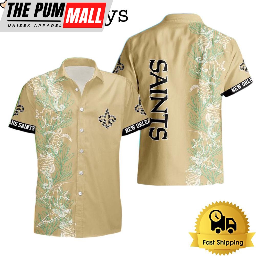 NFL New Orleans Saints Turtle Seaweed Pattern Hawaiian Shirt