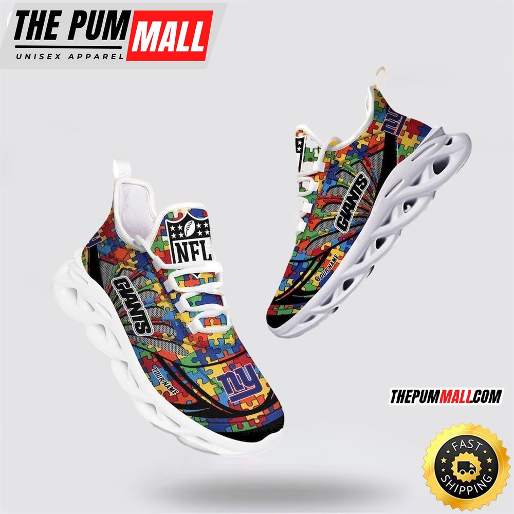 NFL New York Giants Autism Awareness Max Soul Shoes Perfect Gift For Football Fans