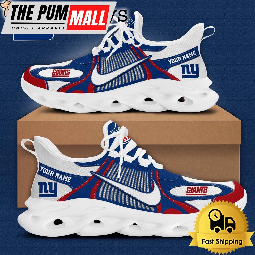 NFL New York Giants Blue White Stripes Logo Custom Clunky Max Soul Shoes