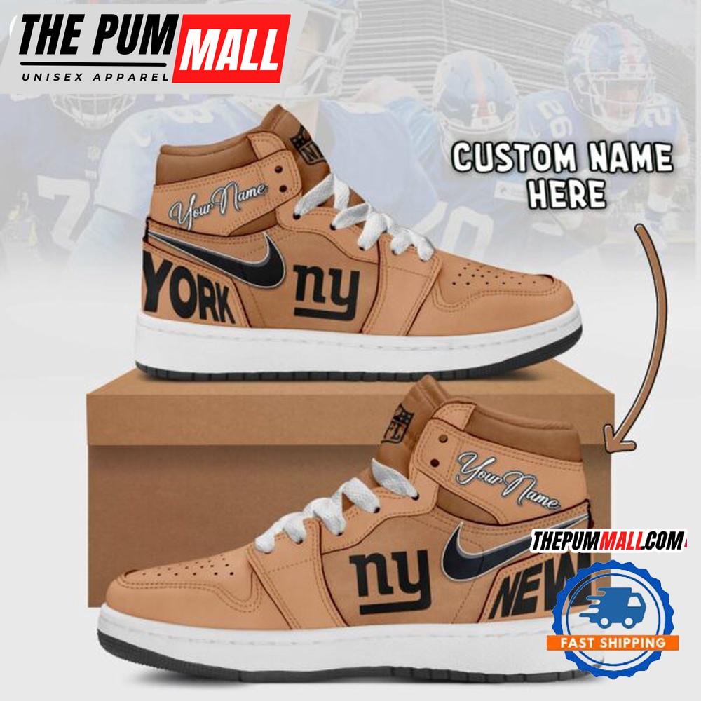 NFL New York Giants Brown Air Jd 1 Hightop Shoes