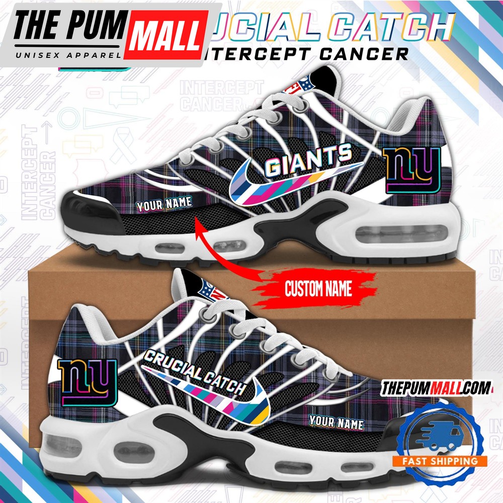 NFL New York Giants Crucial Catch Intercept Cancer Air Max Plus Shoes Sneaker