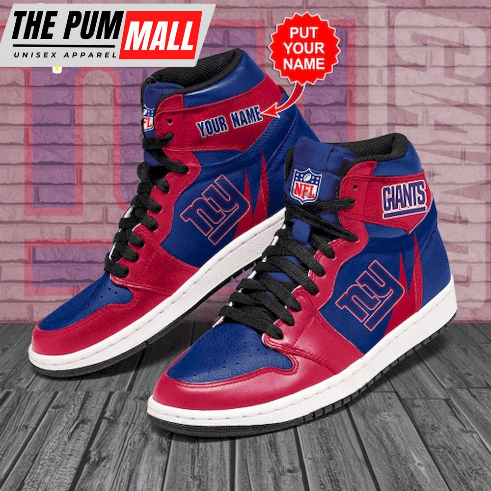 NFL New York Giants Custom Name Red Blue Air Jd 1 High Sneakers