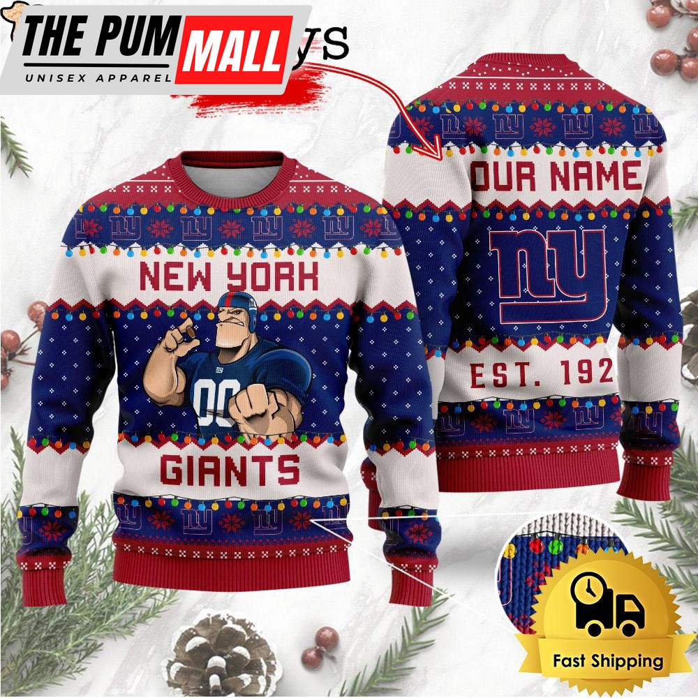 NFL New York Giants Cute Mascot Custom Ugly Christmas Sweater