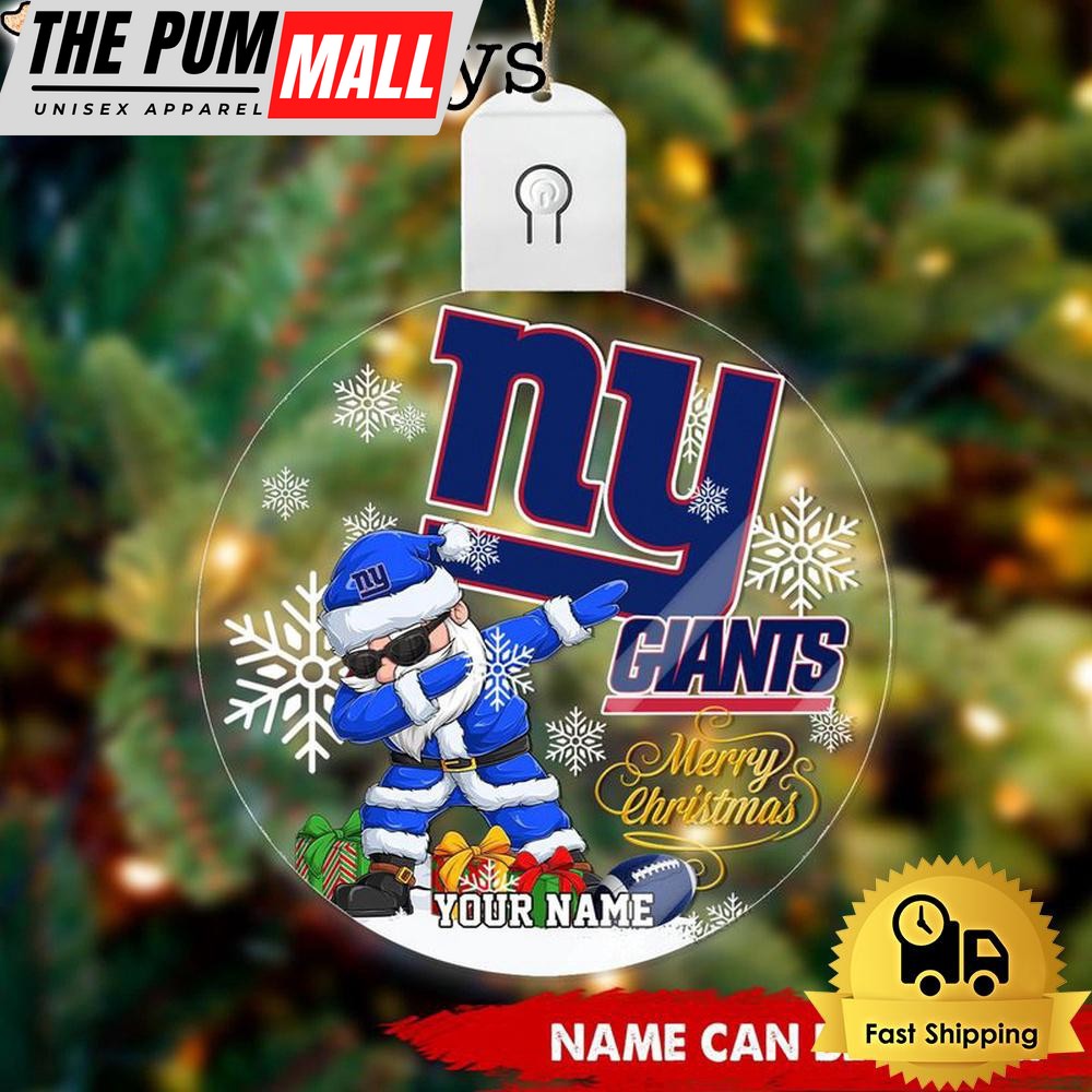 NFL New York Giants Dabbing Santa Custom Circle Led Acrylic Ornament Limited Edition