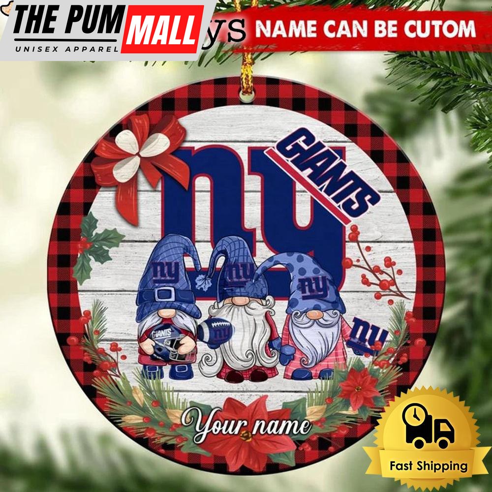NFL New York Giants Football 3 Gnome Custom Christmas Ornament Limited Edition