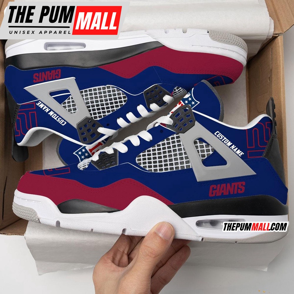 NFL New York Giants Football Team Air Jd 4 Shoes, Personalized AJ4 Sneaker