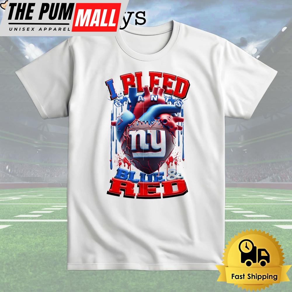NFL New York Giants I Bleed Blue Red T Shirt
