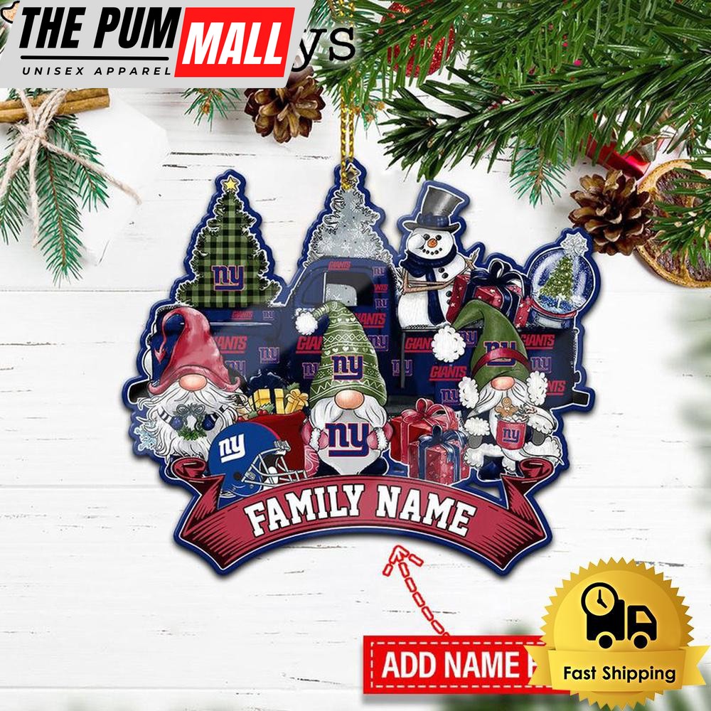 NFL New York Giants Personalized Name Gnome Christmas Ornament Limited Edition