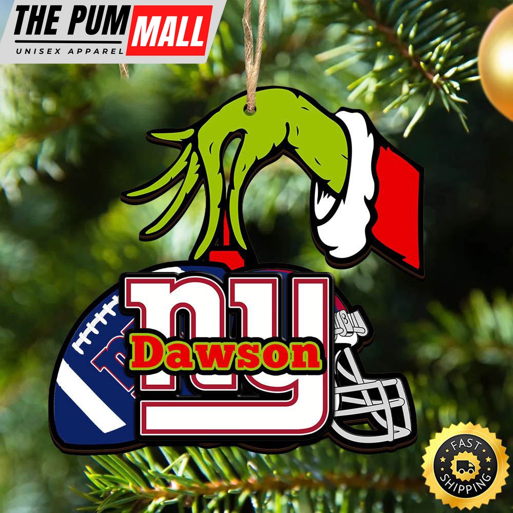 NFL New York Giants Personalized Your Name Grinch And Football Ornament Limited Edition