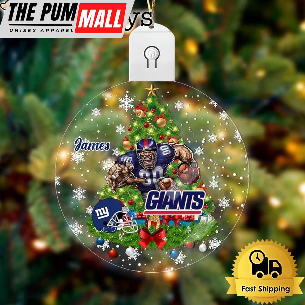 NFL New York Giants Raging Warrior Custom Circle Led Acrylic Ornament Limited Edition