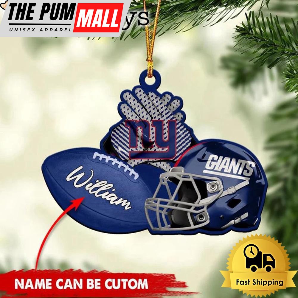 NFL New York Giants Rugby And Helmet Custom Christmas Ornament Limited Edition
