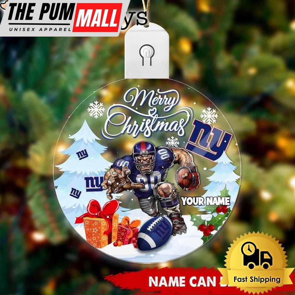 NFL New York Giants Rushing Warrior Custom Circle Led Acrylic Ornament Limited Edition