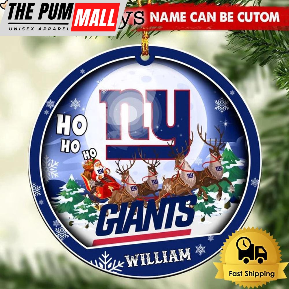 NFL New York Giants Santa And Reindeers Logo Team Custom Christmas Ornament Limited Edition