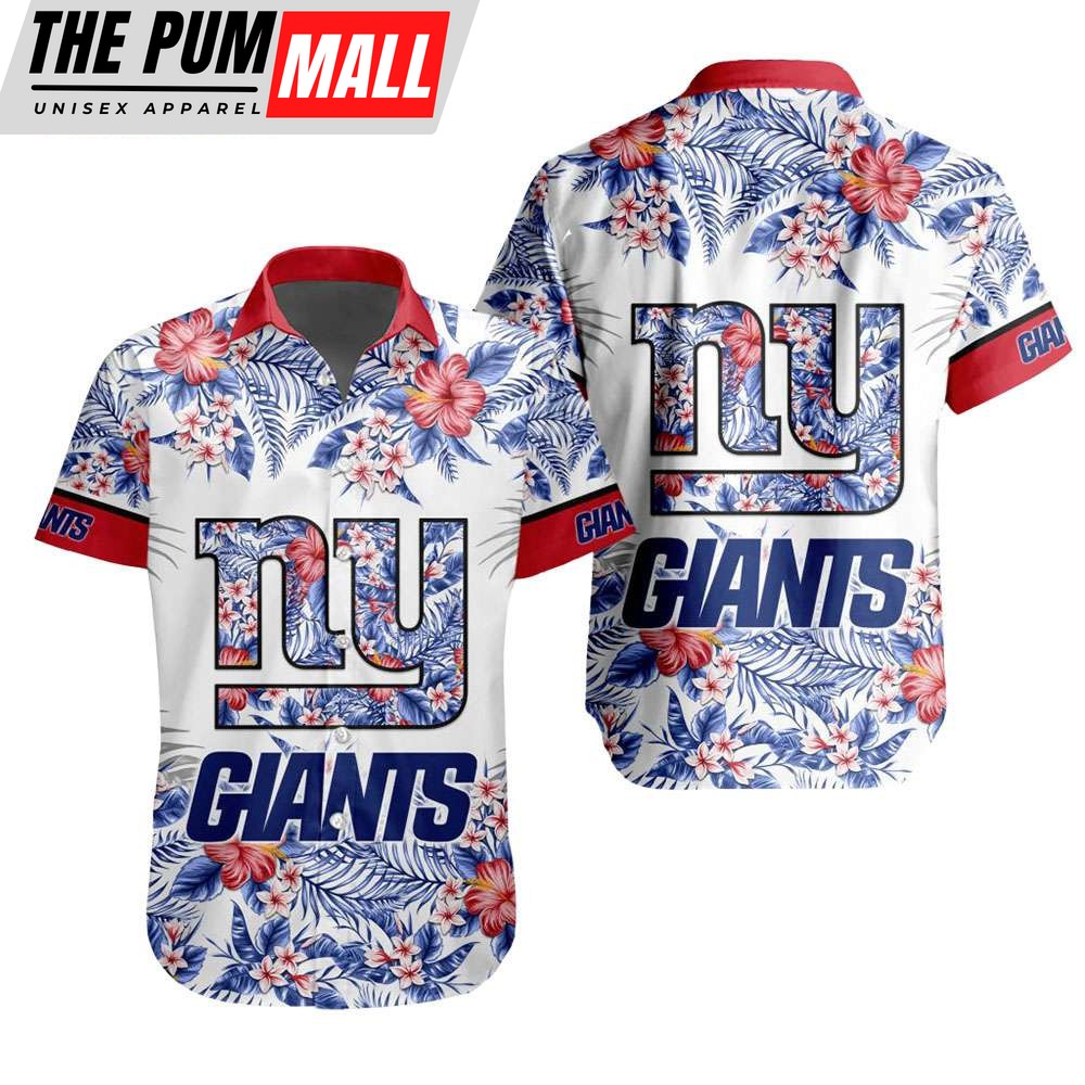 NFL New York Giants Tropical Floral Hibiscus Hawaiian Shirt