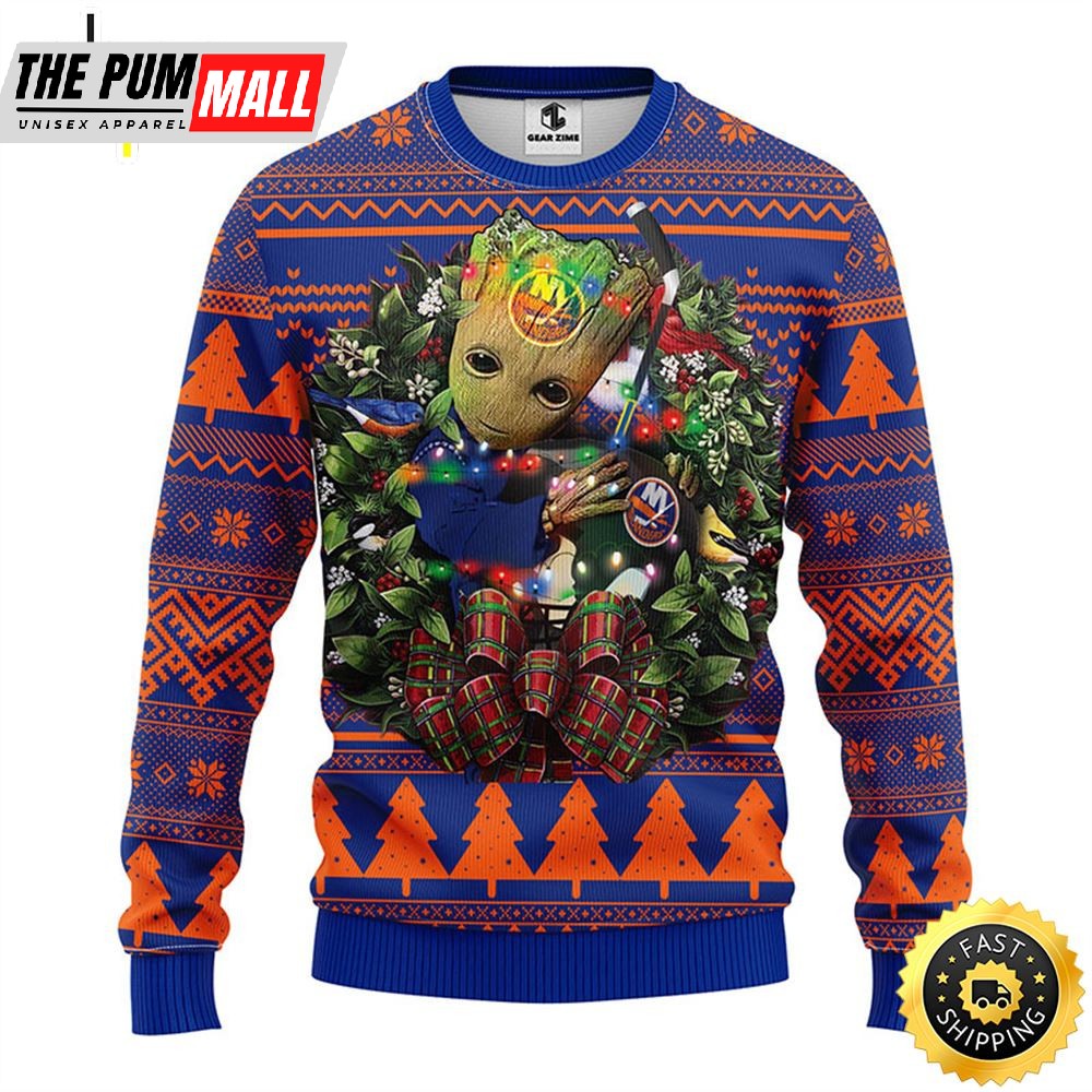 NFL New York Islanders Groot Hug Christmas Ugly Sweater
