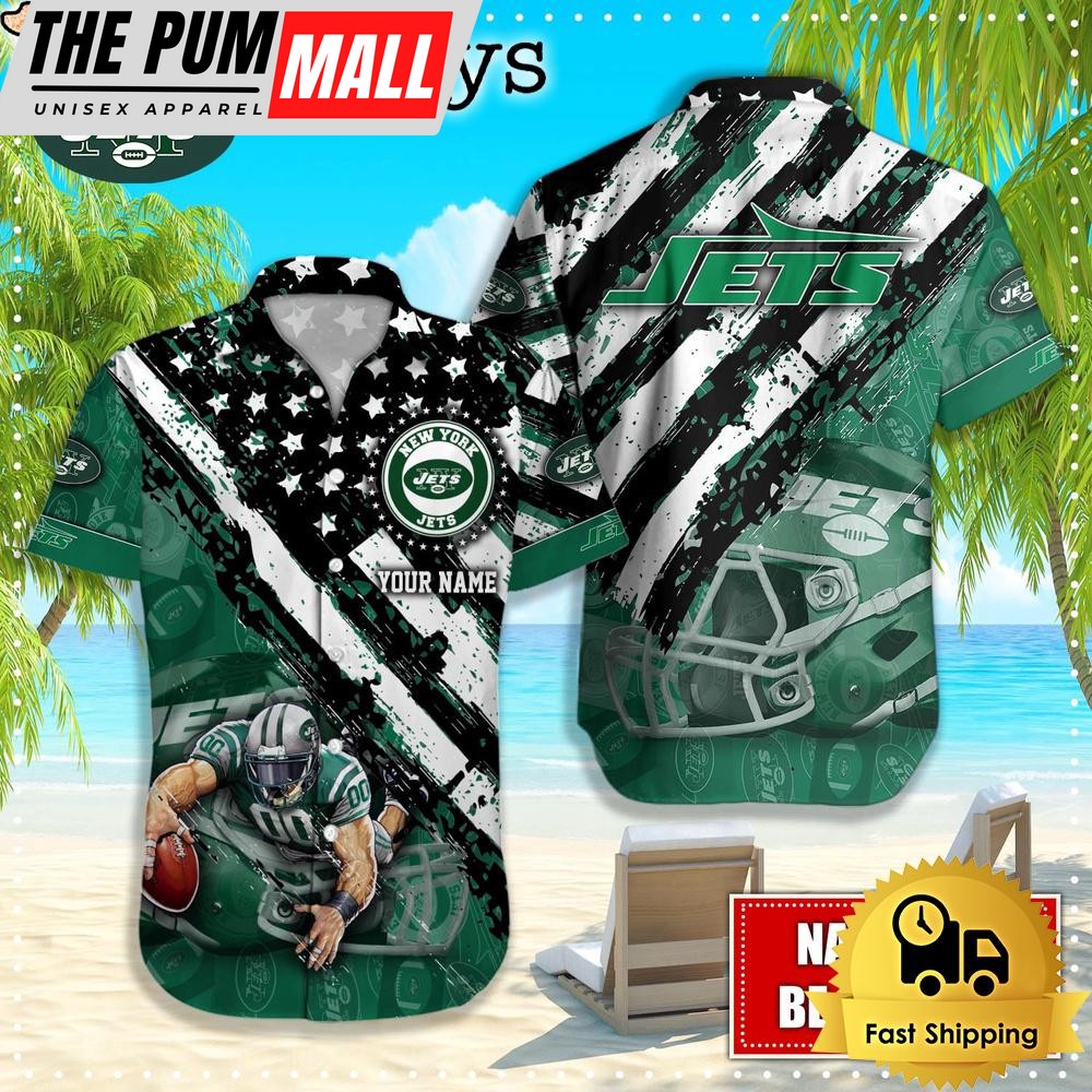 NFL New York Jets American Flag Custom Hawaiian Shirts